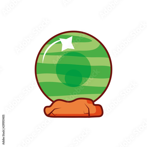 witch crystal ball on white background