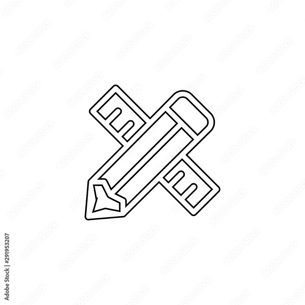 Ruler and pencil icon. Math symbol Ruler and pencil icon. Math symbol