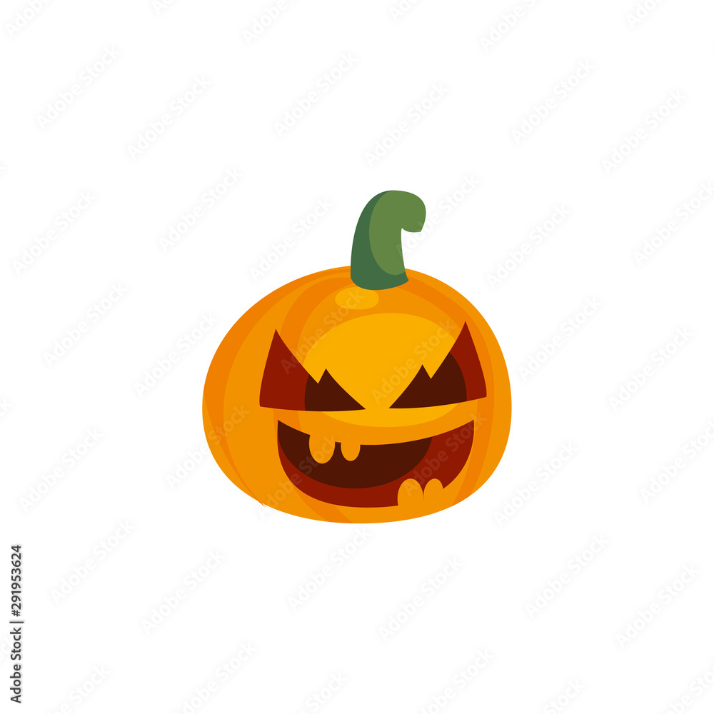 Obraz premium halloween pumpkin with fear face on white background