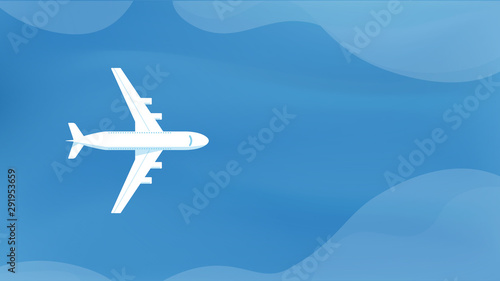 Wallpaper Mural Passenger plane top view flying above the ocean or sea. Torontodigital.ca