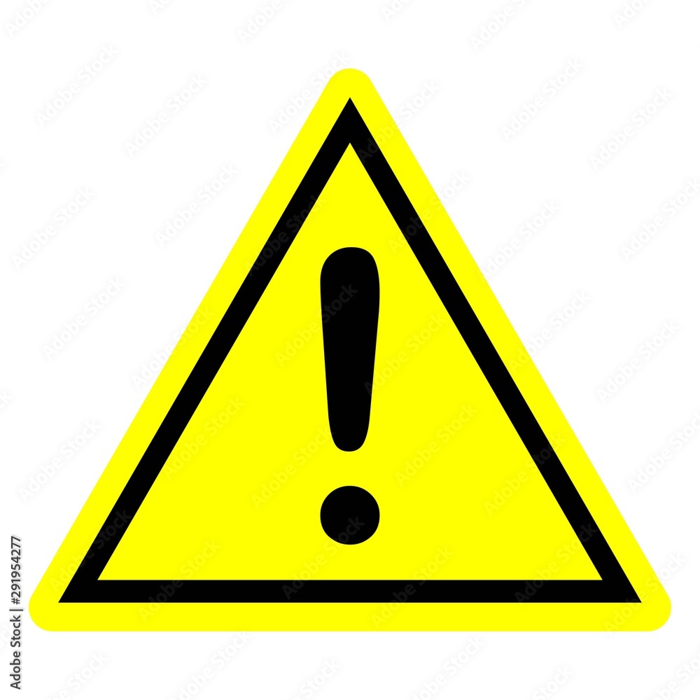 Hazard warning symbol. Vector warning icon, danger sign, problem icon isolated on white background for web, printing, app and interface. Hazard warning symbol. Vector warning icon, danger sign, problem icon isolated on white background for web, printing, app and interface.