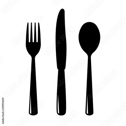 Cutlery icons. Spoon, knife, fork icon. Vector illustration
