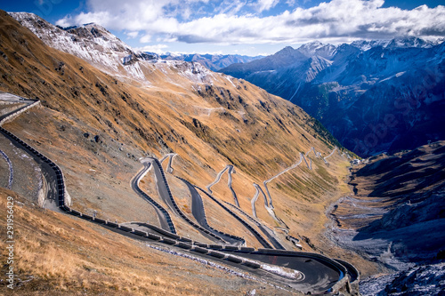Passo Dello Stelvio mountain road, autumn