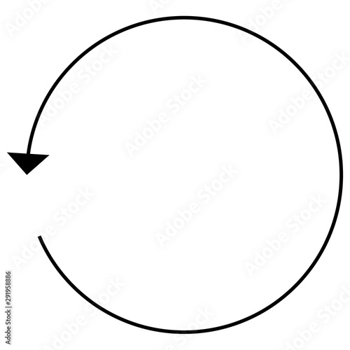 Circular, circle arrow left. Radial arrow icon, symbol. Counterclockwise rotate, twirl, twist concept element. Spin, vortex pointer. Whirlpool, loop cursor shape