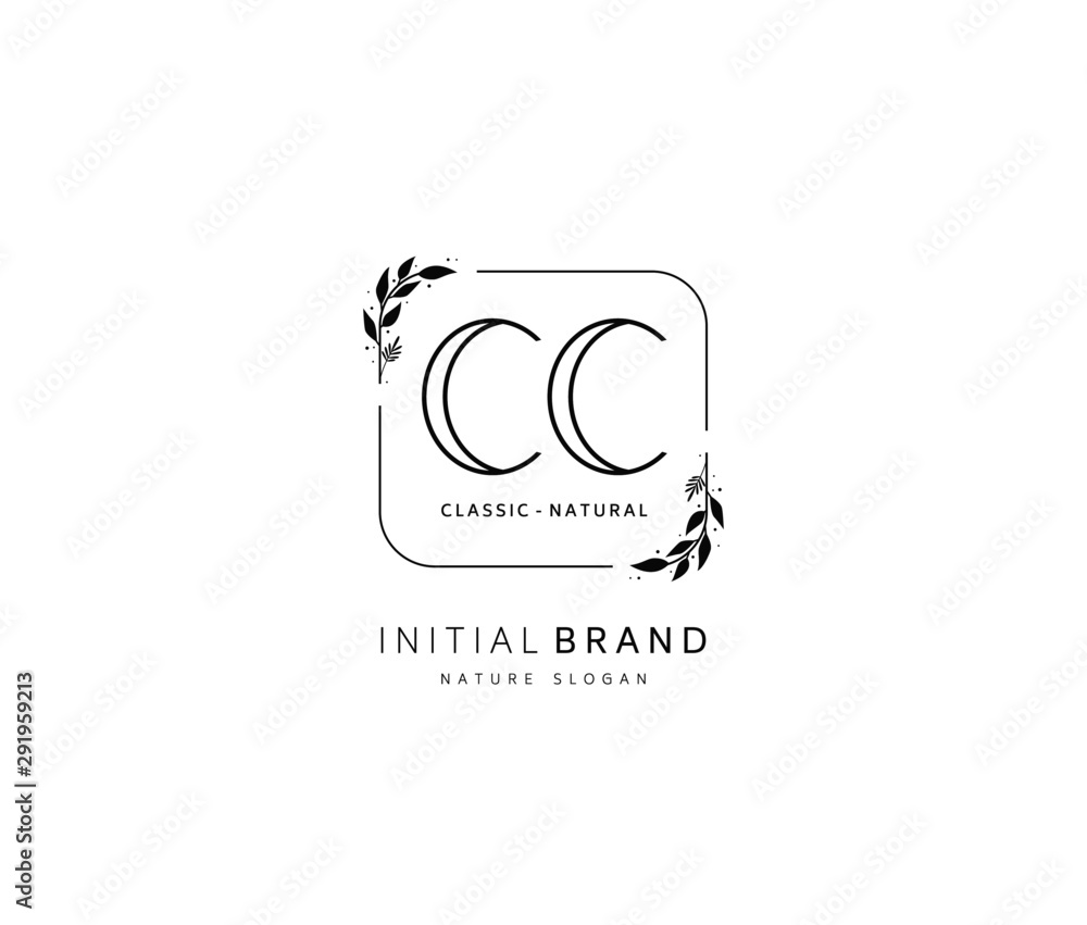 Obraz premium C CC Beauty vector initial logo, handwriting logo of initial signature, wedding, fashion, jewerly, boutique, floral and botanical with creative template for any company or business.