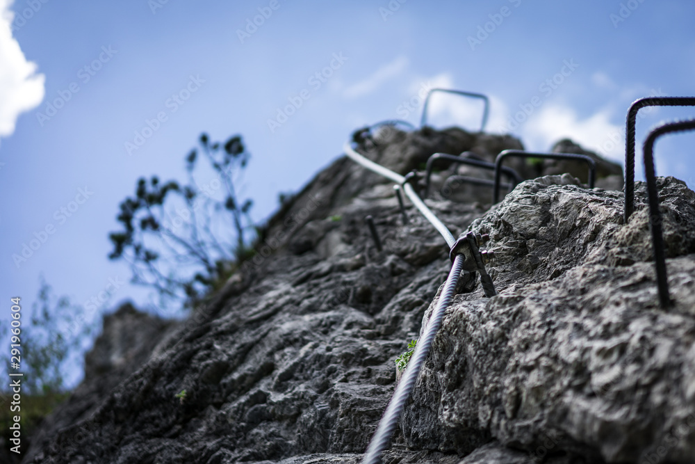 A via ferrata in the alps