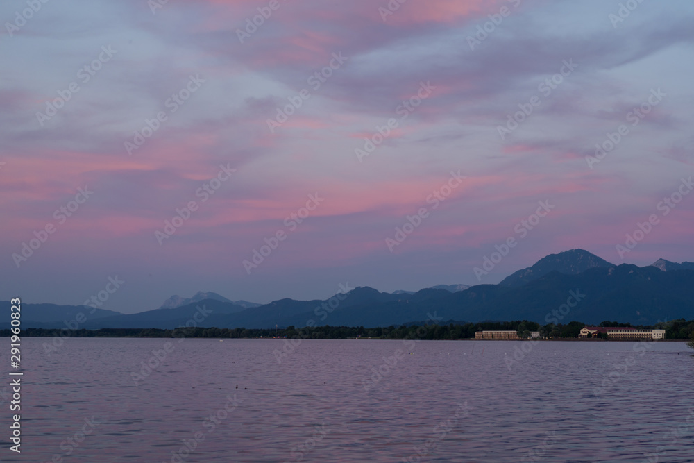 A beautiful sunset on a bavarian lake.