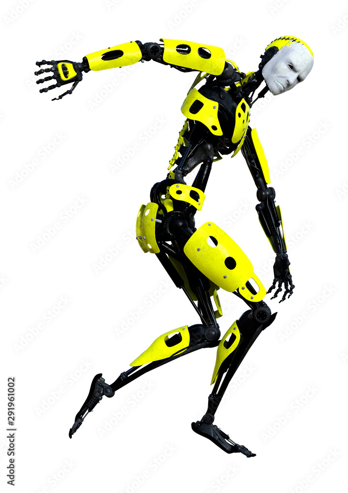 3D Rendering Male Robot on White 3D Rendering Male Robot on White