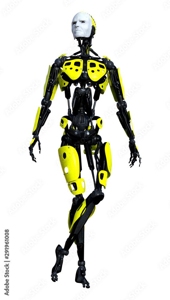 3D Rendering Male Robot on White 3D Rendering Male Robot on White