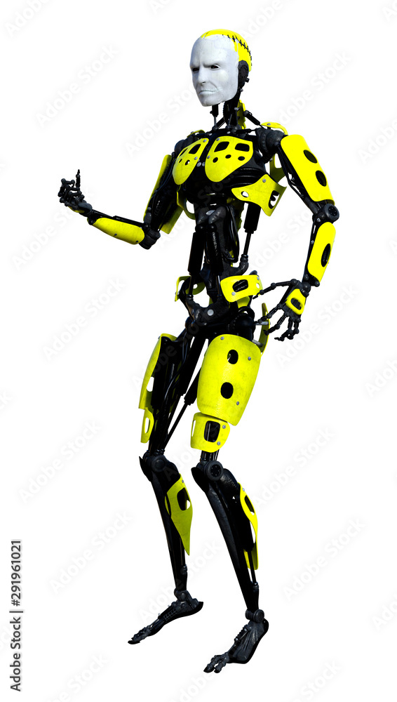 3D Rendering Male Robot on White