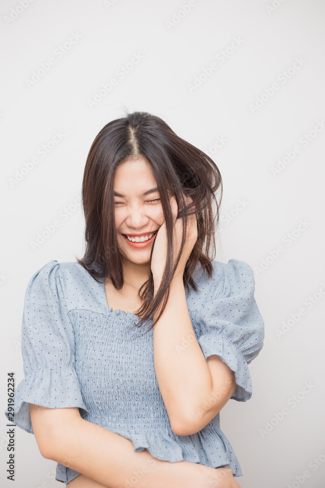 Portrait of beautiful asian women expression glad smile and laugh Portrait of beautiful asian women expression glad smile and laugh