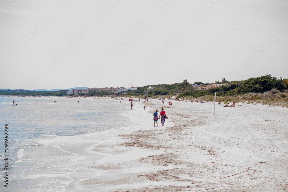 Mallorca beach panorama with Sand and See and view on the town