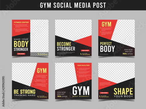 Gym square banner template. Promotional banner for social media post, web banner and flyer Vol.6