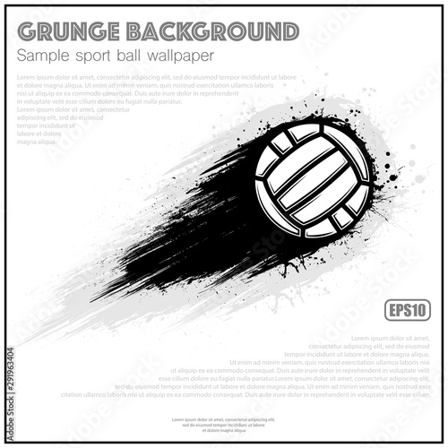 White poster with black waterpolo ball movement grunge path