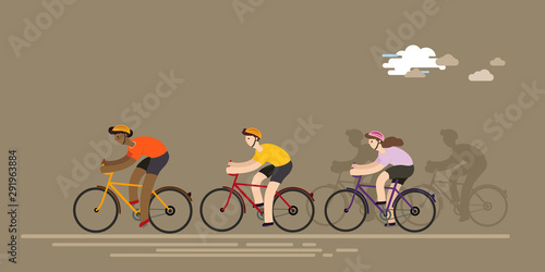 Group of cyclists riding on bicycles