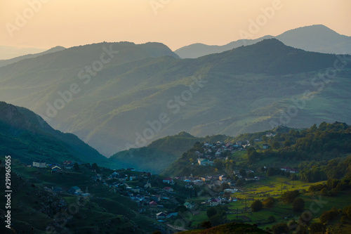 Beautiful sunrise over the mountain range at the west of thailand