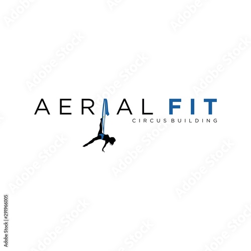 Aerial Fit typography wordmark pole art trick logo template 