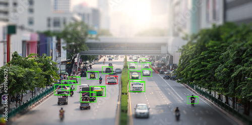 Cctv camera on the road . artificial intelligence . secutity concept . 