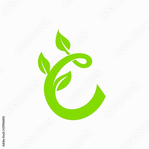 letter C logo formed leafs