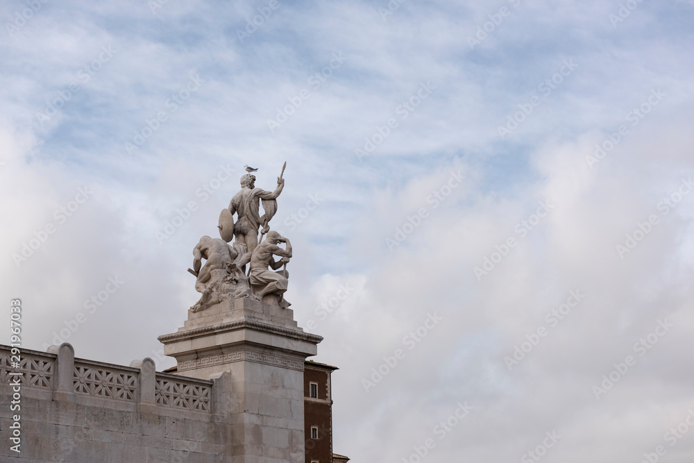 detail of the Altare della Patria in Rome on a winter day