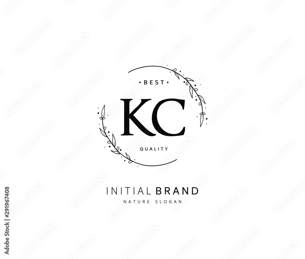 Obraz premium K C KC Beauty vector initial logo, handwriting logo of initial signature, wedding, fashion, jewerly, boutique, floral and botanical with creative template for any company or business.
