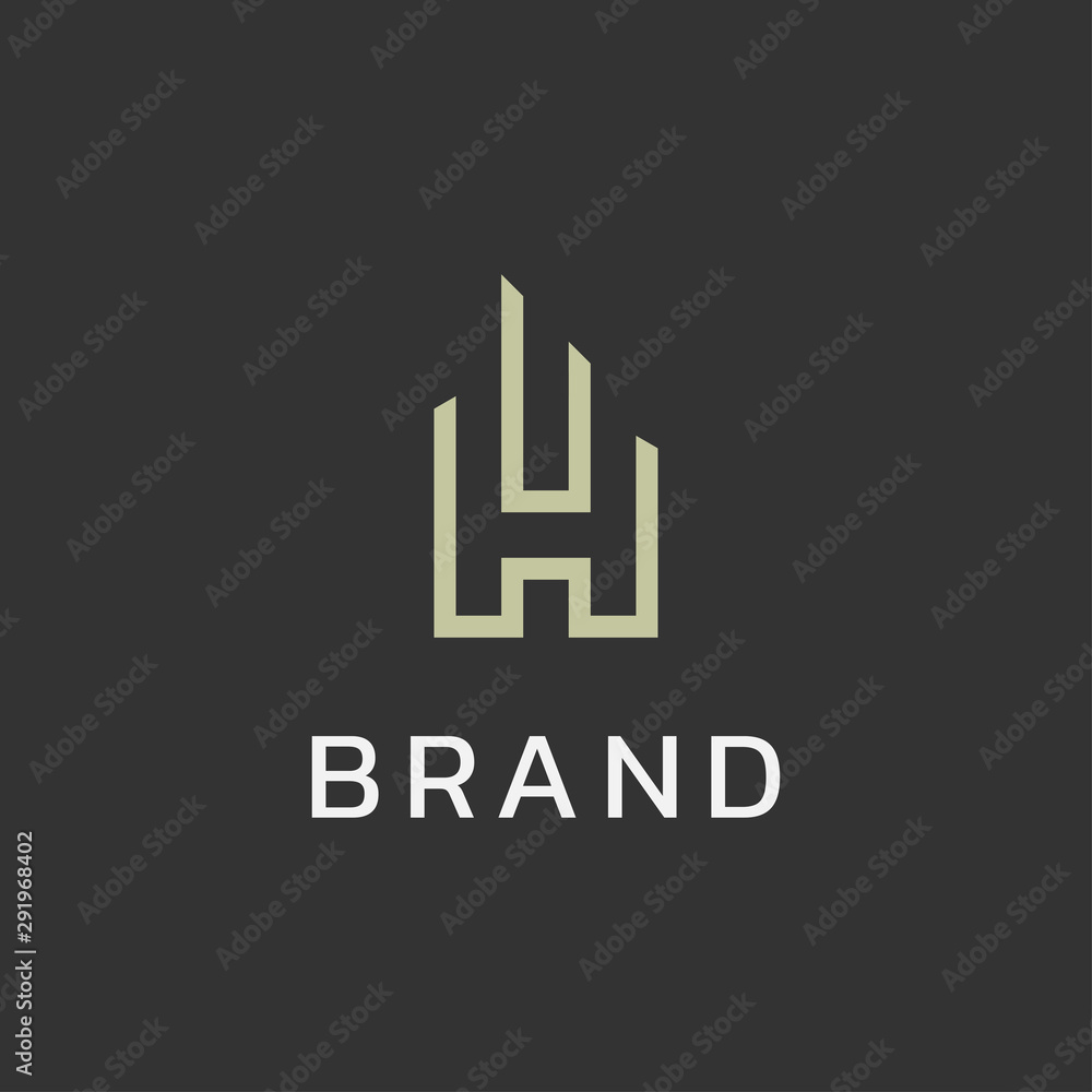 Fototapeta Letter H building logo icon design minimalist style illustration. creative simple apartment vector symbol logotype
