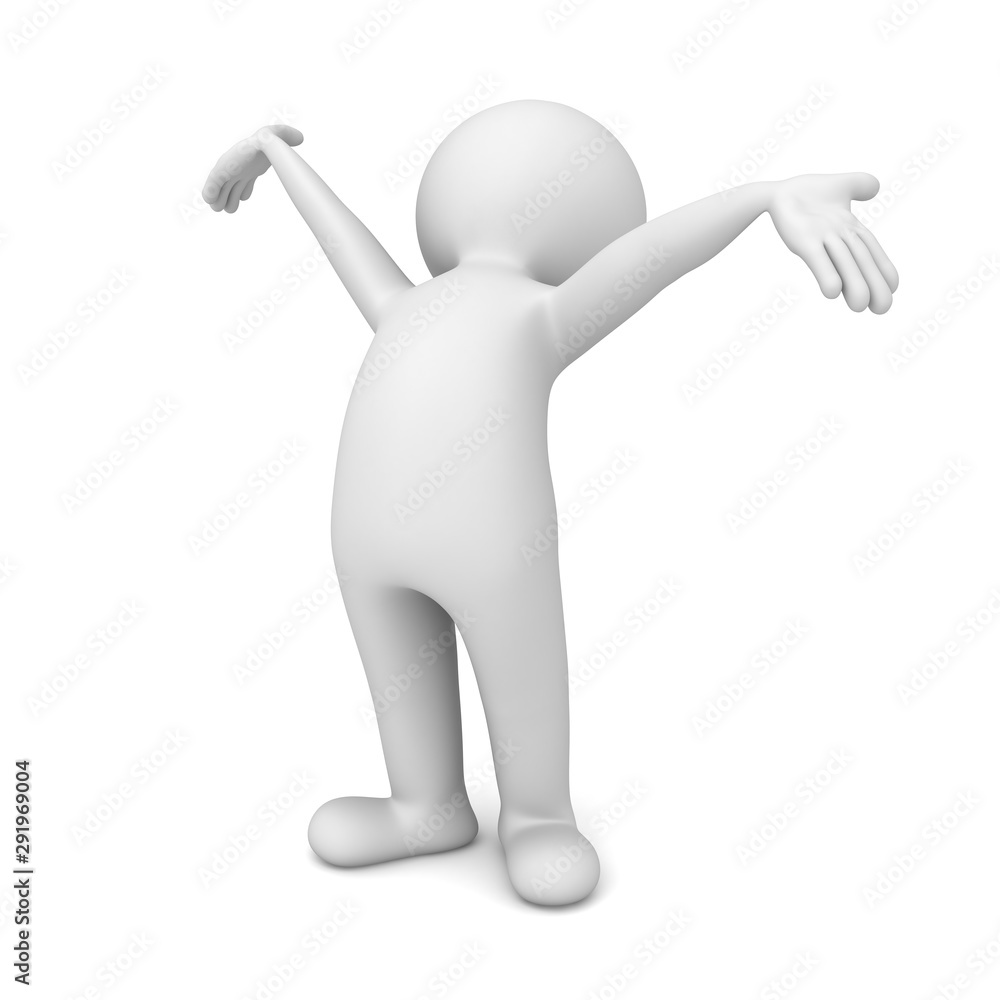 Joyful 3d man standing with arms wide open feeling free isolated over white background 3D rendering Joyful 3d man standing with arms wide open feeling free isolated over white background 3D rendering