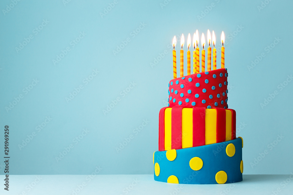 Colorful birthday cake Stock Photo | Adobe Stock