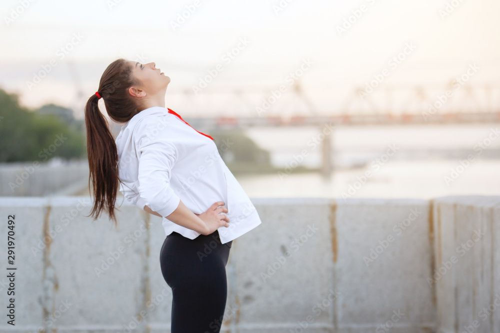 Woman training outdoors