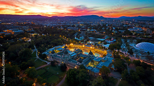Photography Aerial image of the Széchenyi thermal bath in Budapest, Hungary