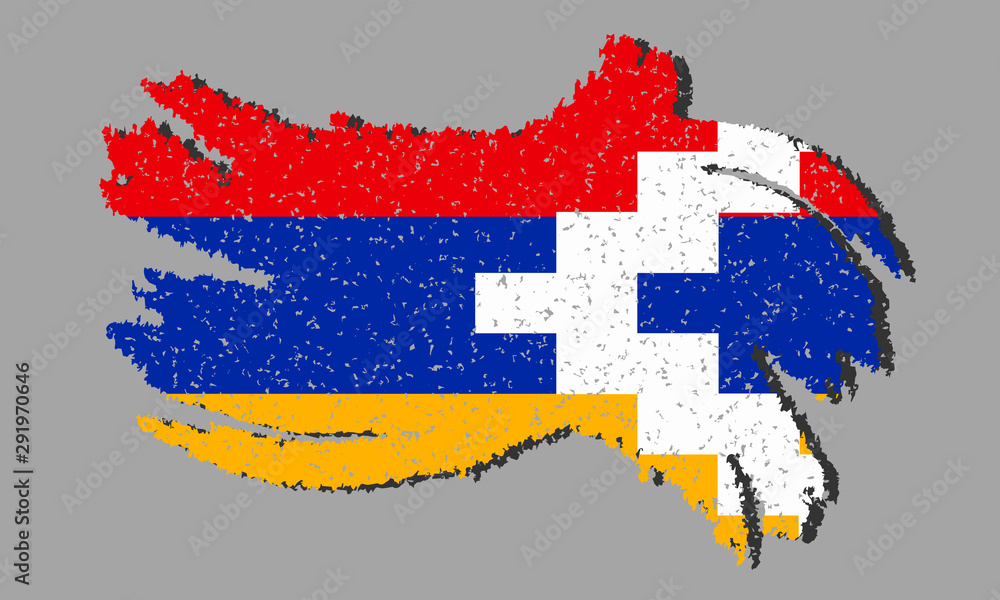 Flag of Nagorno Karabakh Republic grunge, flag of Nagorno Karabakh Republic with shadow on isolated background, vector illustration