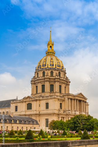 Great view of the Dôme des Invalides, a former church in the centre of the Les Invalides complex in the 7th arrondissement of Paris, France. It was designated to become Napoleon's funeral place. 