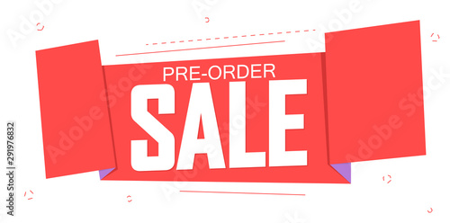 Pre-Order Sale banner design template, discount tag, vector illustration