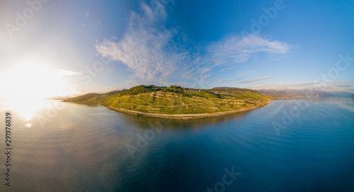drone shot of swiss riviera