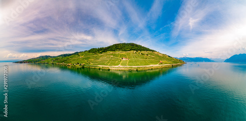 drone shot of swiss riviera