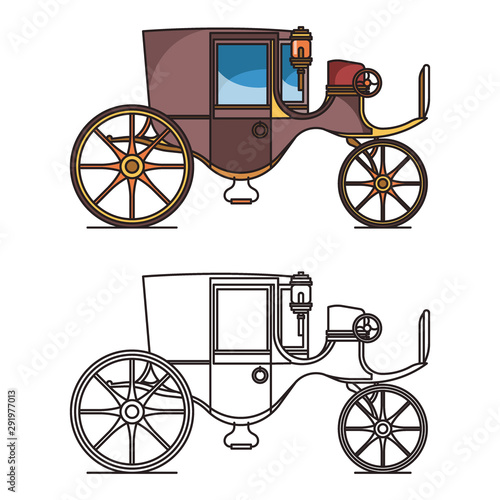 Vintage automobile or old car, XIX century cab