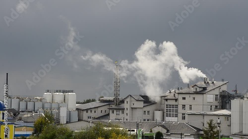 Steam in the sky. Overcast weather. photo