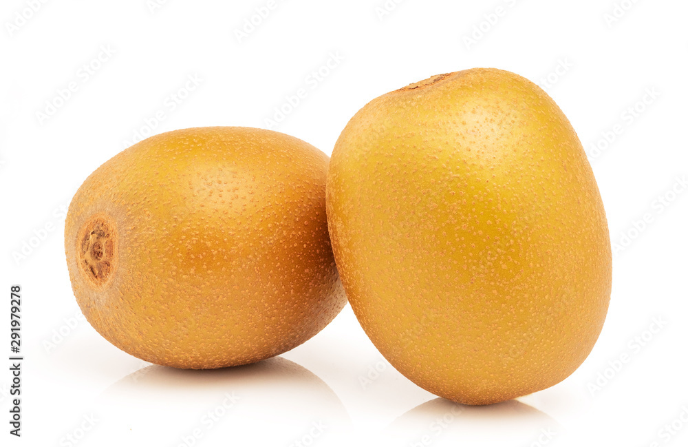 Closeup gold kiwi fruit isolated on white background with clipping path Closeup gold kiwi fruit isolated on white background with clipping path
