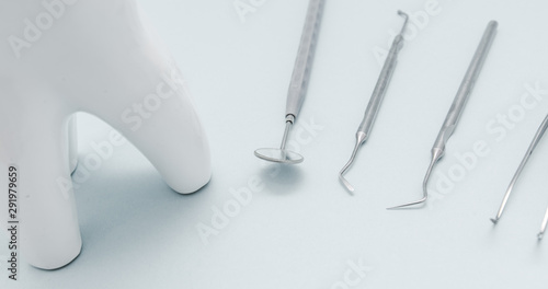 Dental tools for dentistry. Dental instruments. Close-up.