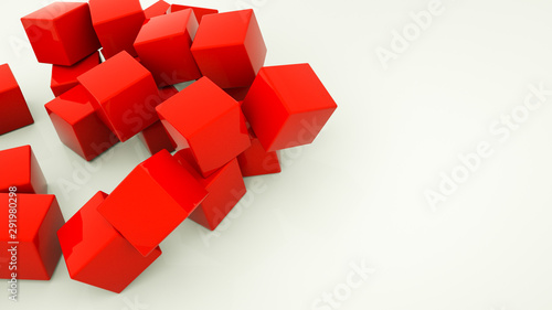 red cubes on a white background. 3d rendering illustration