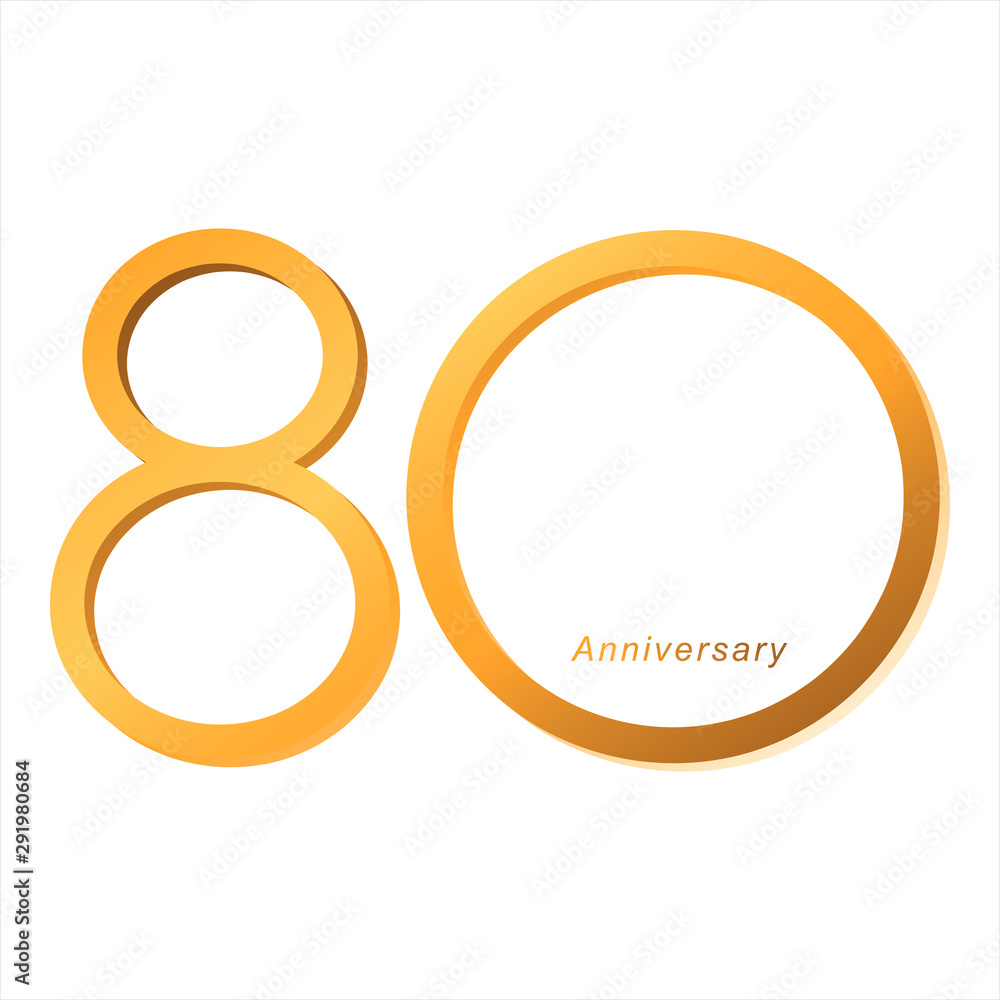 Handwriting celebrating, anniversary of number 80th year anniversary, Luxury duo tone gold brown for invitation card, backdrop, label or stationary Handwriting celebrating, anniversary of number 80th year anniversary, Luxury duo tone gold brown for invitation card, backdrop, label or stationary