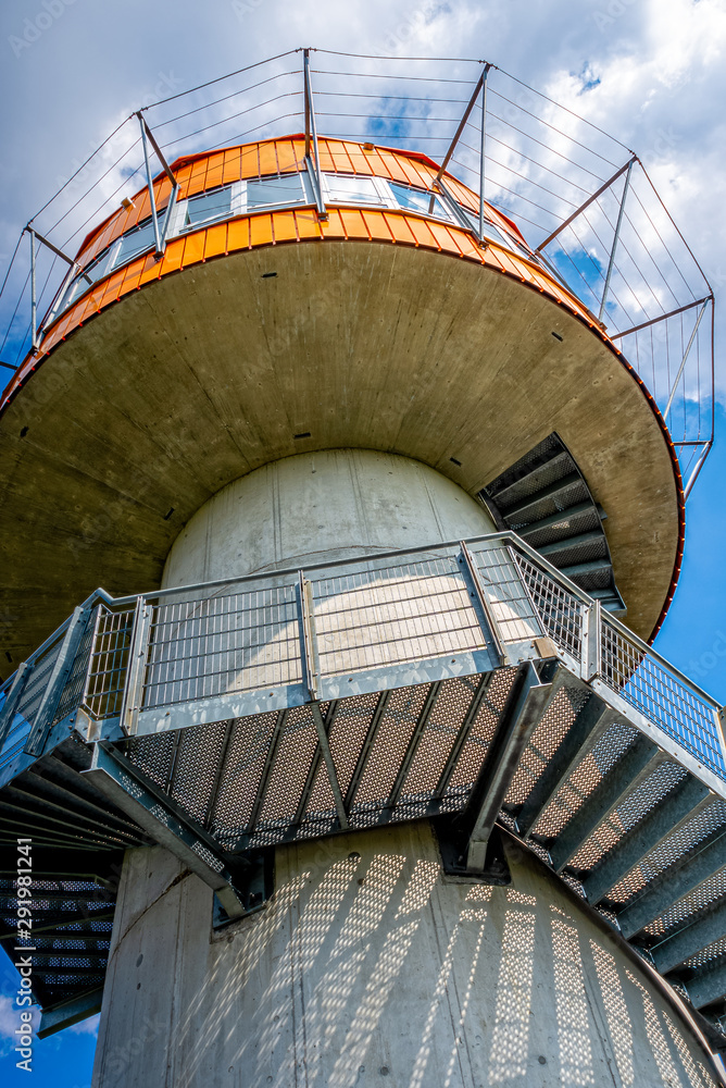 Fototapeta premium Observation tower at Treetop path in Hainichen in Thuringia Germany