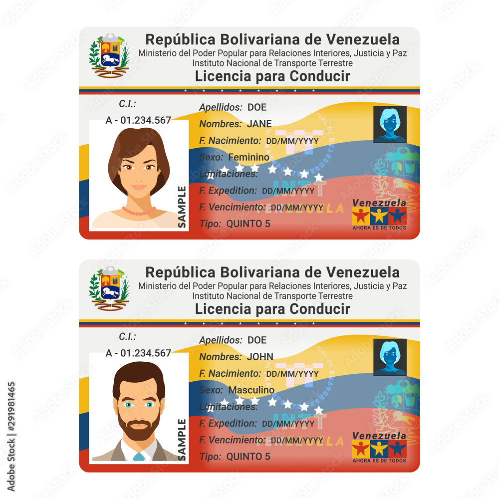 Vector template of toy driver license plastic card for Venezuela Stock  Vector | Adobe Stock