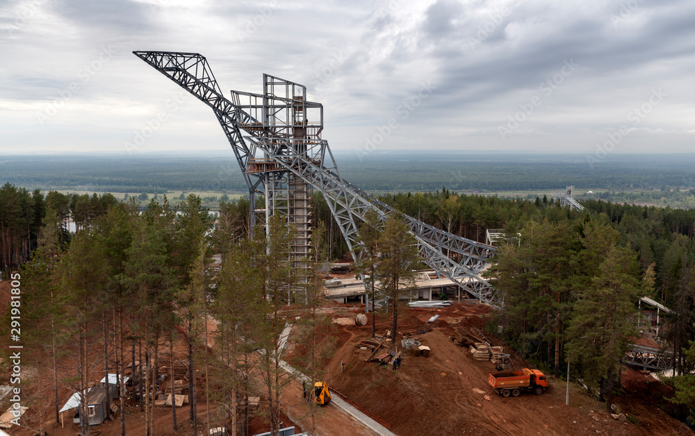 The construction of ski jumping in Tchaikovsky town