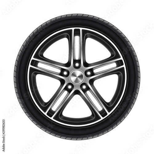 Wheel of car isolated on white or automobile tire photo