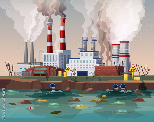 Power plant air pollution or industry factory