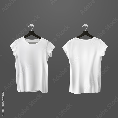 White crumpled t-shirts or unisex shirt on hanger