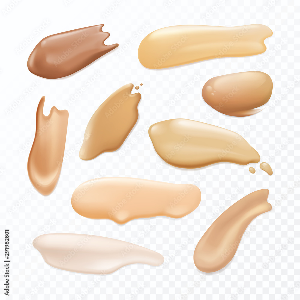 Set of isolated cosmetic brush stroke. Concealer Set of isolated cosmetic brush stroke. Concealer