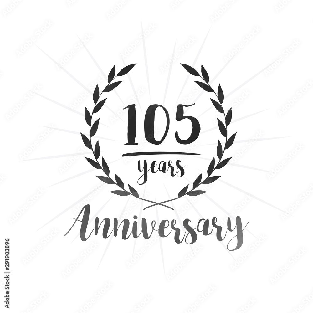 105 years anniversary celebration logo. One hundred and five years celebrating watercolor design template. Vector and illustration. 105 years anniversary celebration logo. One hundred and five years celebrating watercolor design template. Vector and illustration.