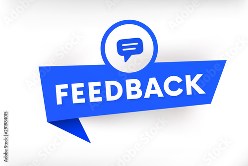 Isolated feedback vector banner. Social media opinion sign.